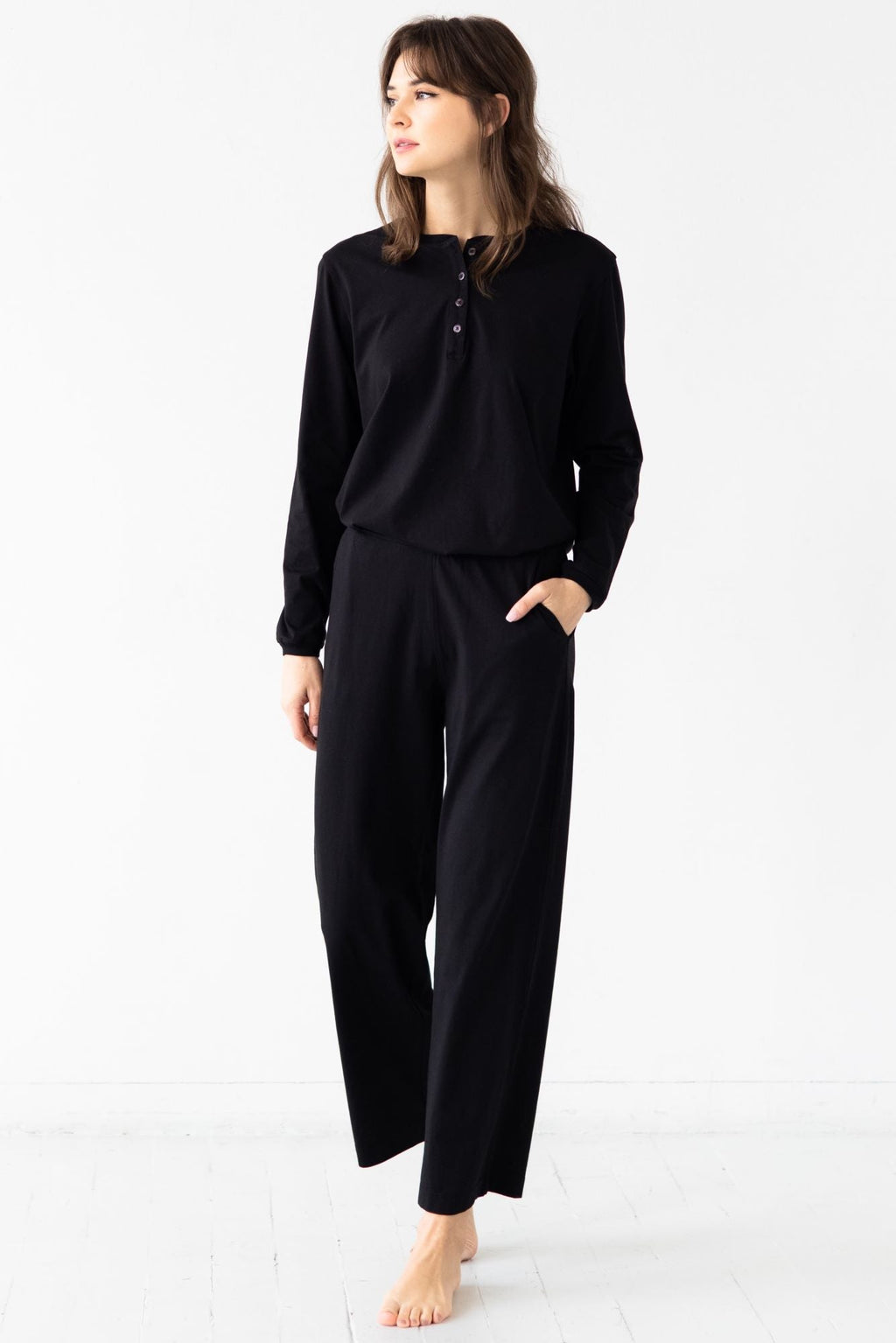Straight Leg Pants in Pima Cotton PANTS La Vie Bien Straight Leg Pants in Pima Cotton