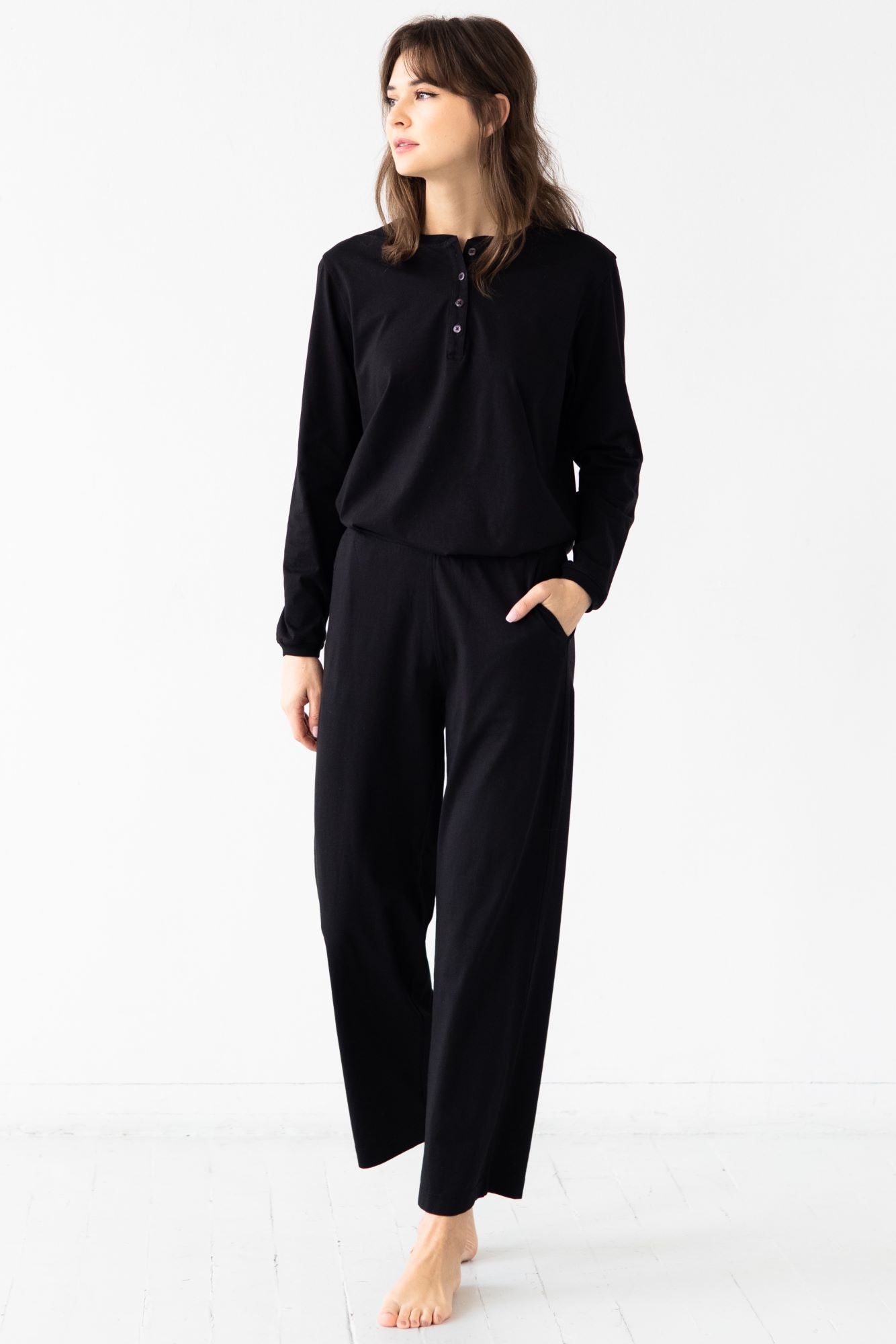 Straight Leg Pants in Pima Cotton PANTS La Vie Bien Straight Leg Pants in Pima Cotton