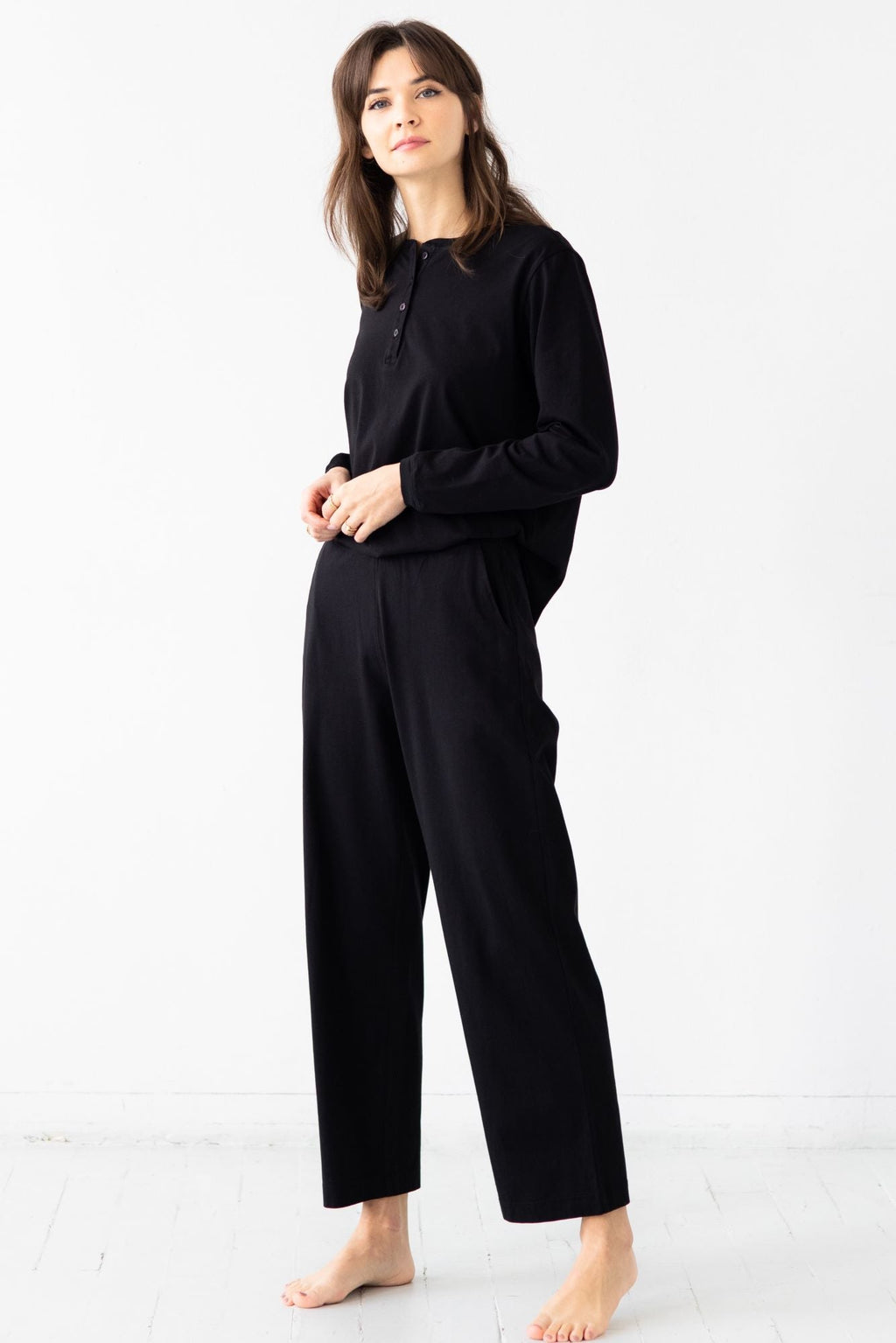 Straight Leg Pants in Pima Cotton PANTS La Vie Bien Straight Leg Pants in Pima Cotton