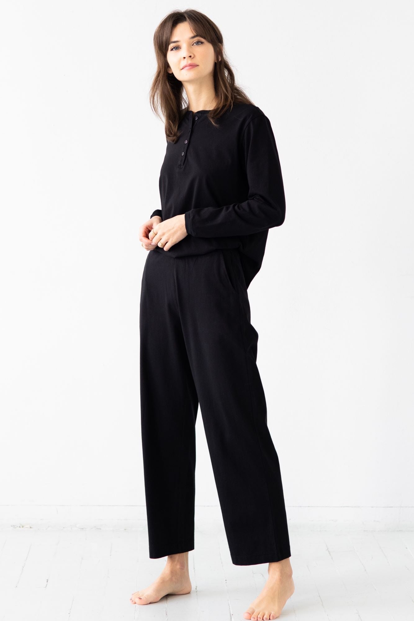 Straight Leg Pants in Pima Cotton PANTS La Vie Bien Straight Leg Pants in Pima Cotton