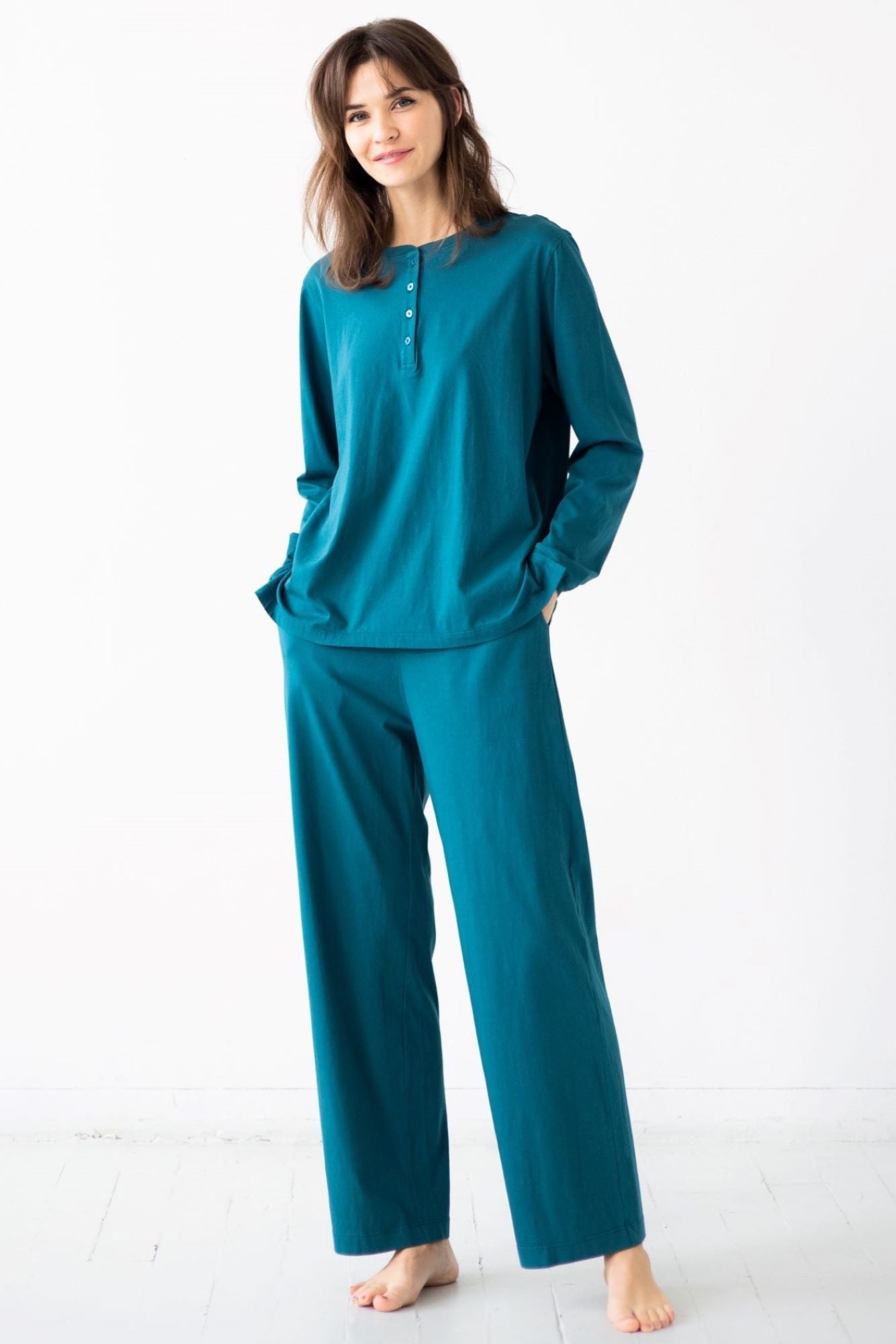 Straight Leg Pants in Pima Cotton PANTS La Vie Bien Straight Leg Pants in Pima Cotton