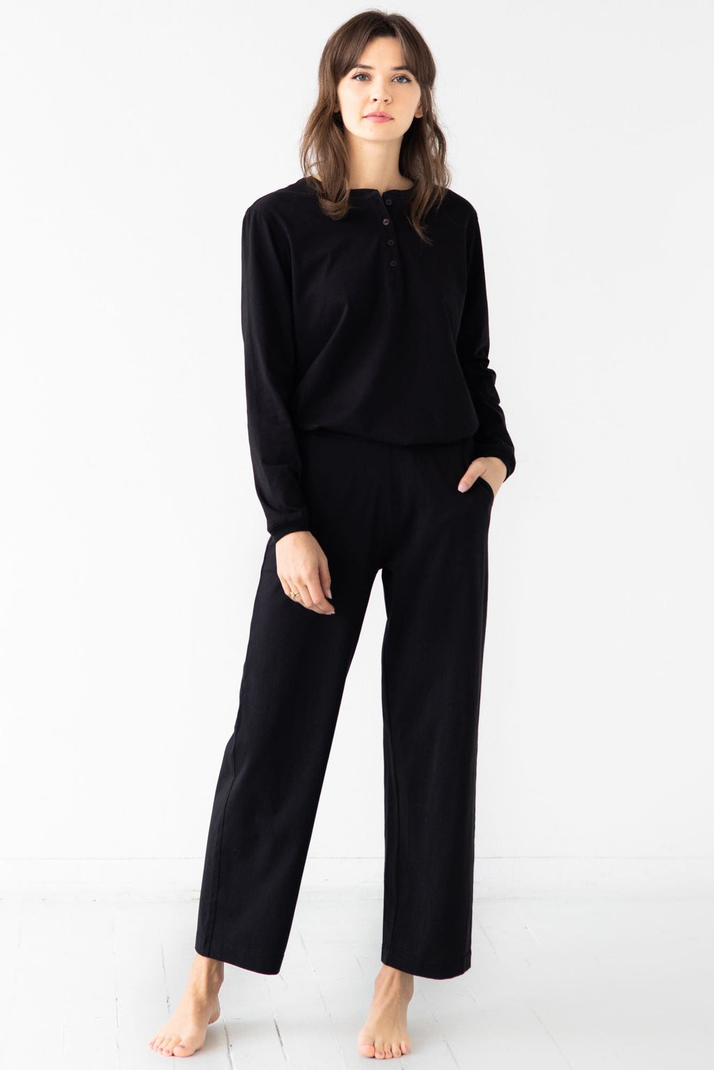 Straight Leg Pants in Pima Cotton PANTS La Vie Bien Straight Leg Pants in Pima Cotton