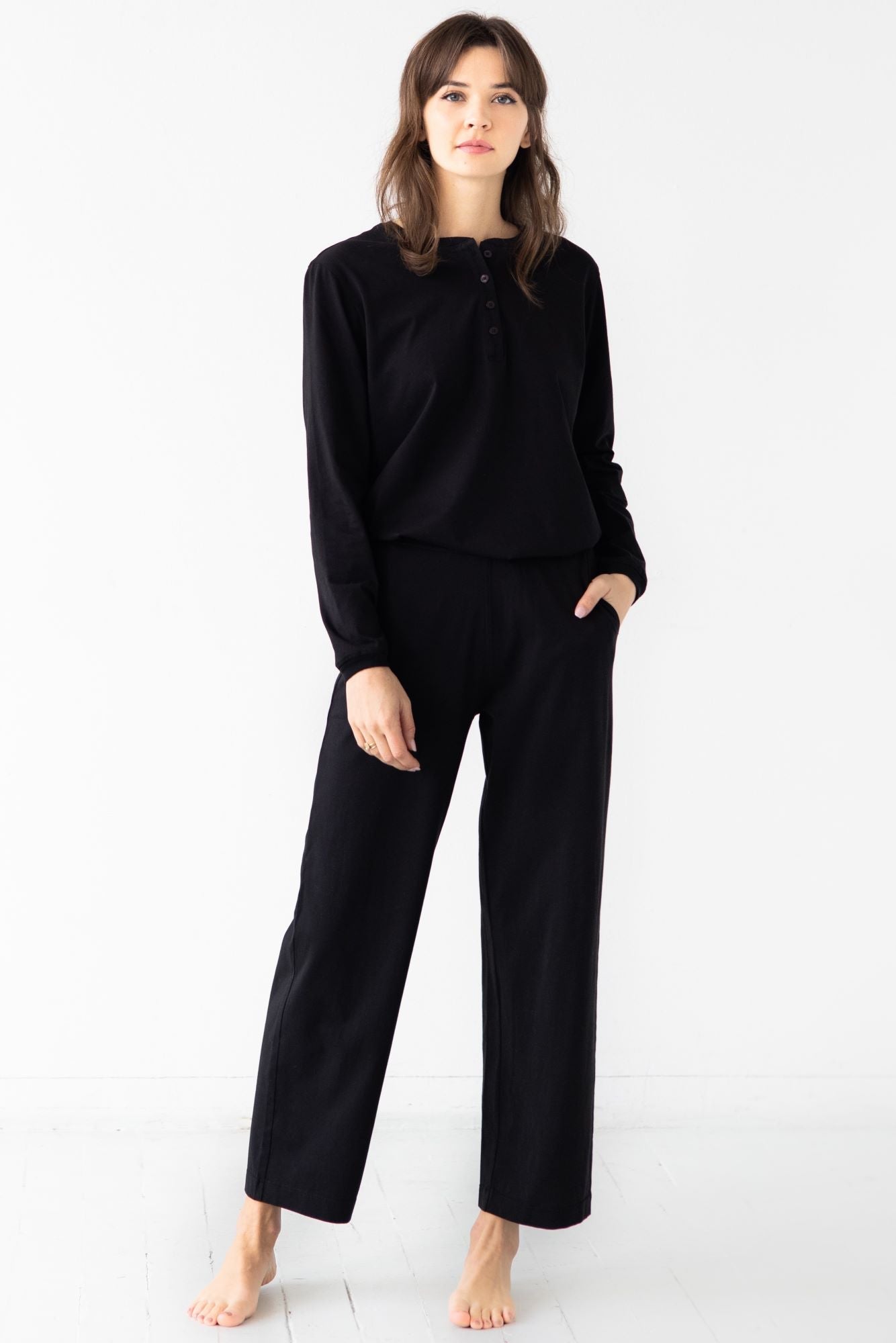 Straight Leg Pants in Pima Cotton PANTS La Vie Bien Straight Leg Pants in Pima Cotton