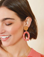Straw Oval Earrings Red La Vie Bien Straw Oval Earrings Red