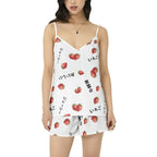 Strawberry いちご Cami Top and Shorts Pajama Set for summer, matching tank and bottoms 2-piece Two-pieces La Vie Bien Strawberry いちご Cami Top and Shorts Pajama Set for summer, matching tank and bottoms 2-piece