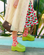 Strawberry Daisy Ruffle Sheer Crew Sock by Sock Candy