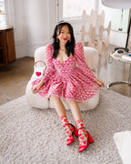 Strawberry Daisy Ruffle Sheer Crew Sock by Sock Candy