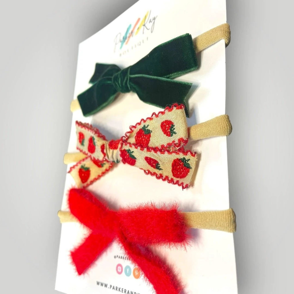 Strawberry Fields 3-Piece Hair Bow Variety Set by Parker + Kay Creative