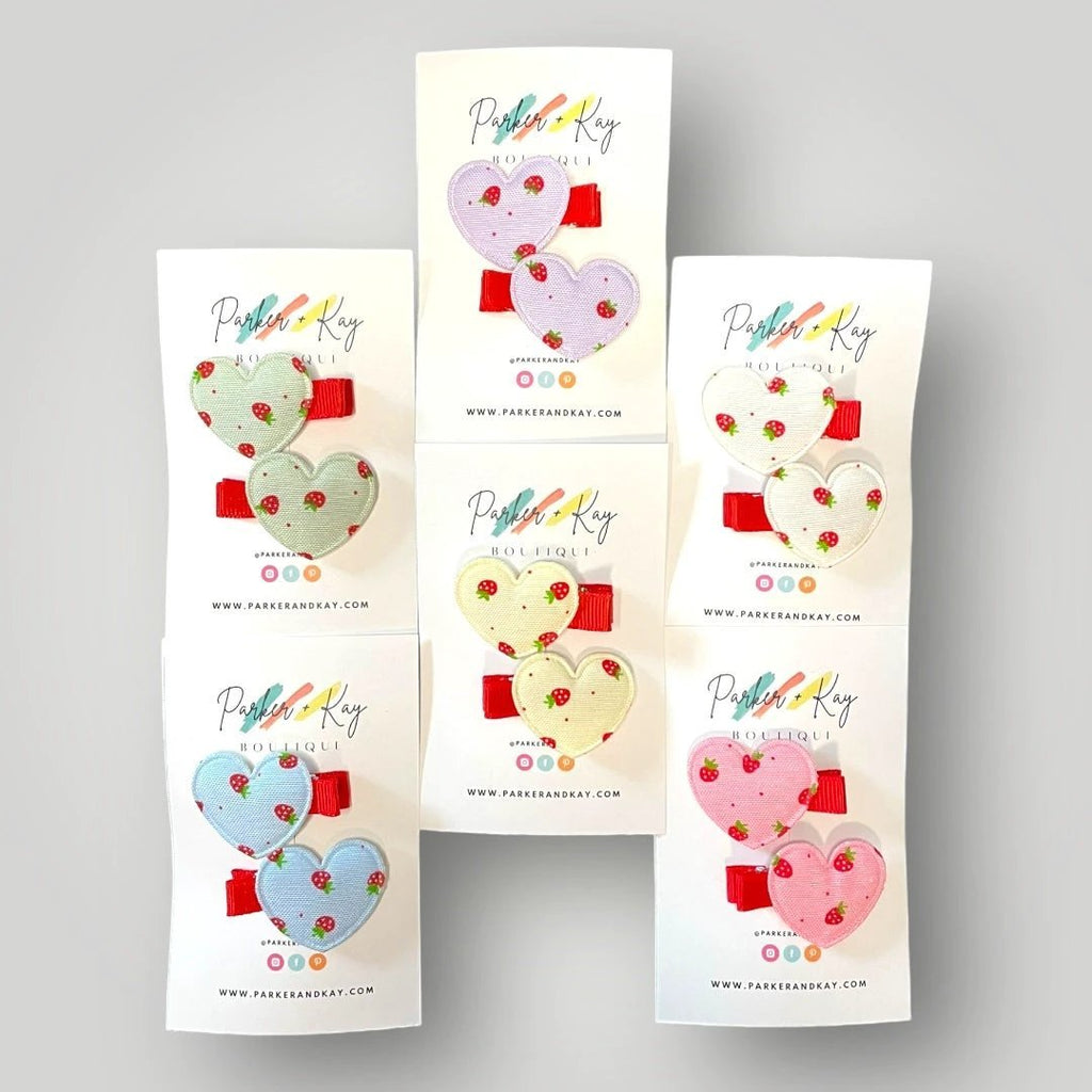 Strawberry Heart Hair Clips by Parker + Kay Creative