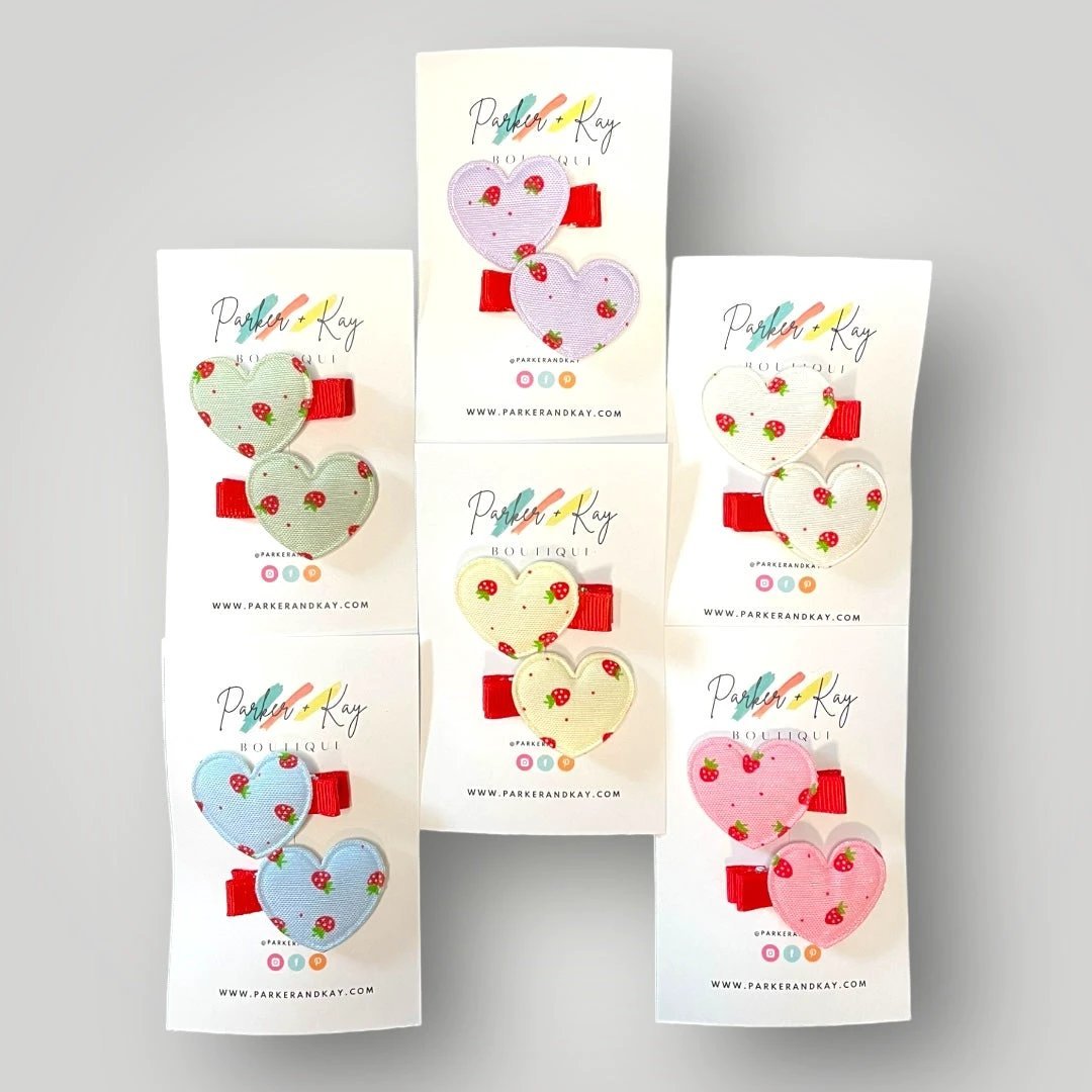 Strawberry Heart Hair Clips by Parker + Kay Creative