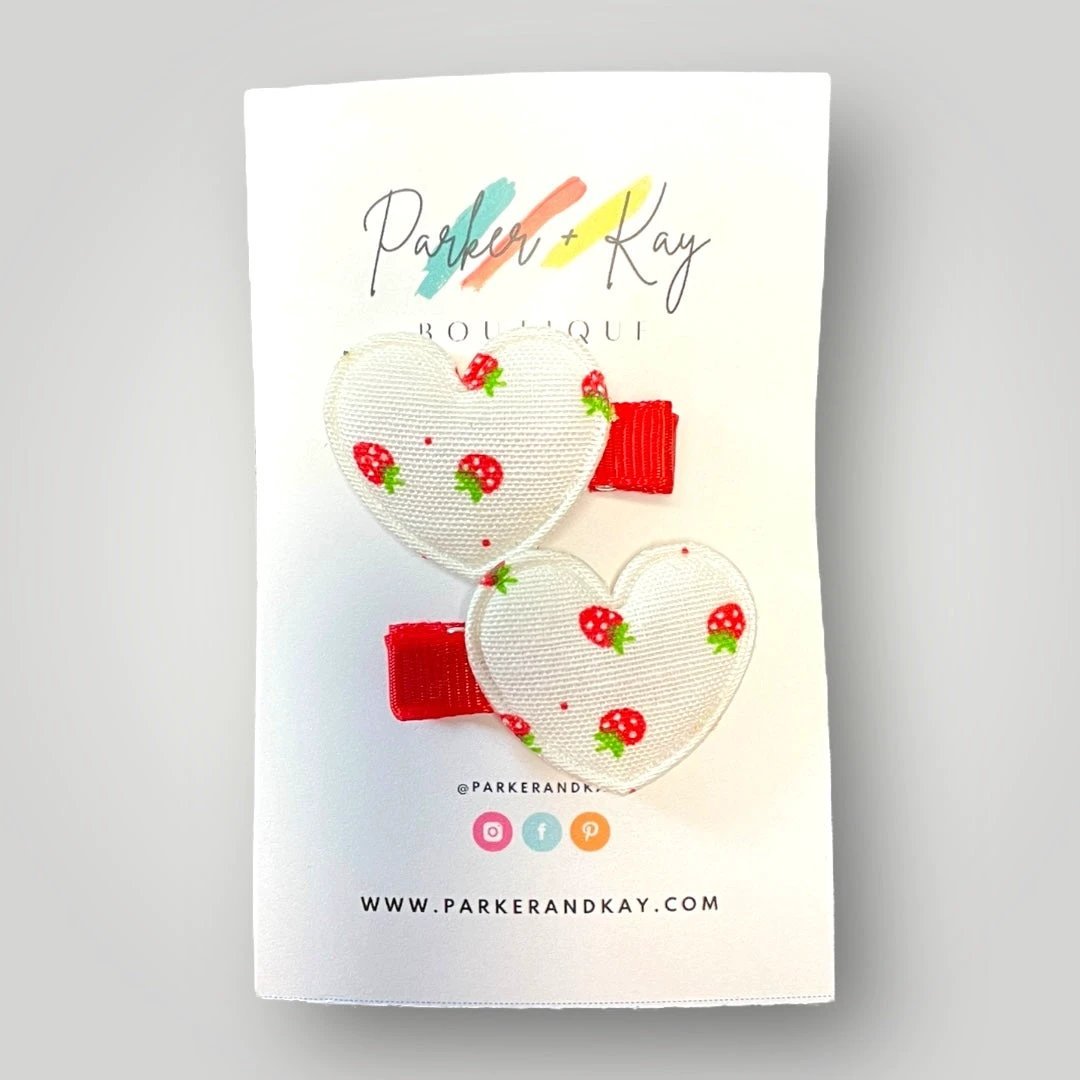 Strawberry Heart Hair Clips by Parker + Kay Creative