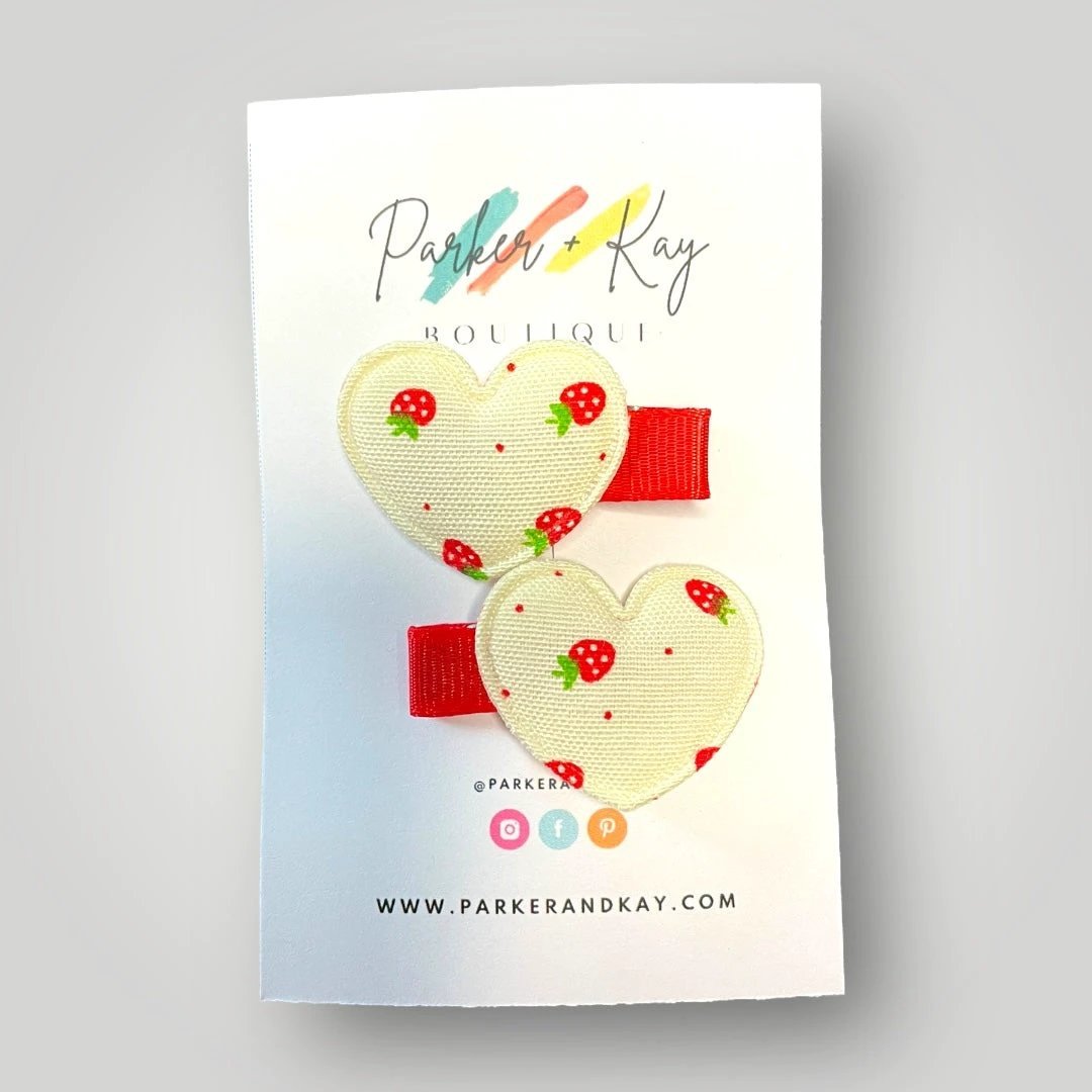 Strawberry Heart Hair Clips by Parker + Kay Creative