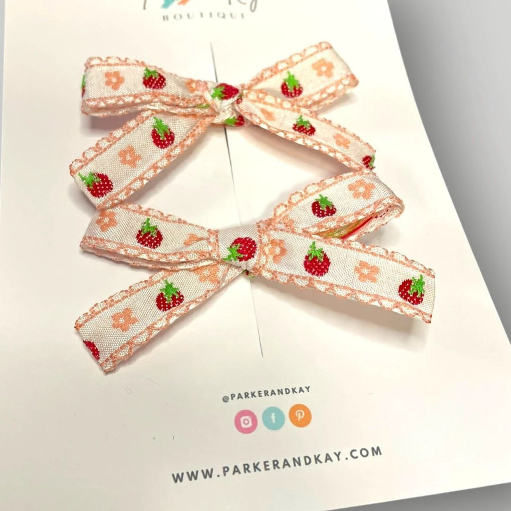 Strawberry Pigtail Bows by Parker + Kay Creative