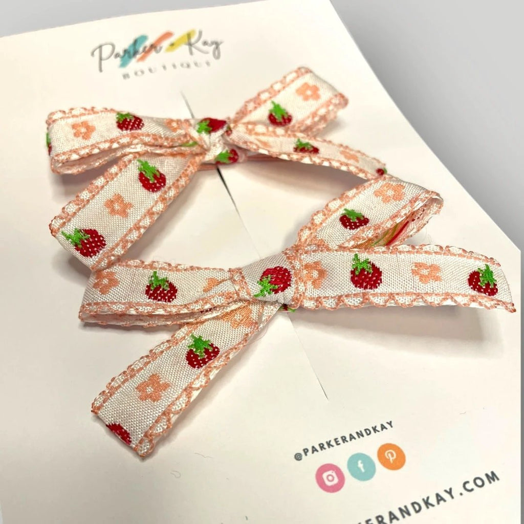 Strawberry Pigtail Bows by Parker + Kay Creative