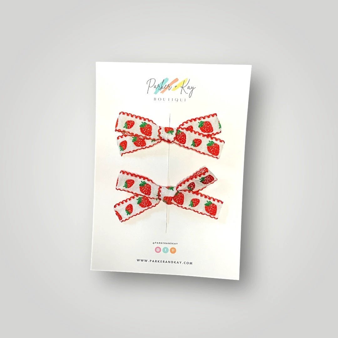 Strawberry Pigtail Bows by Parker + Kay Creative