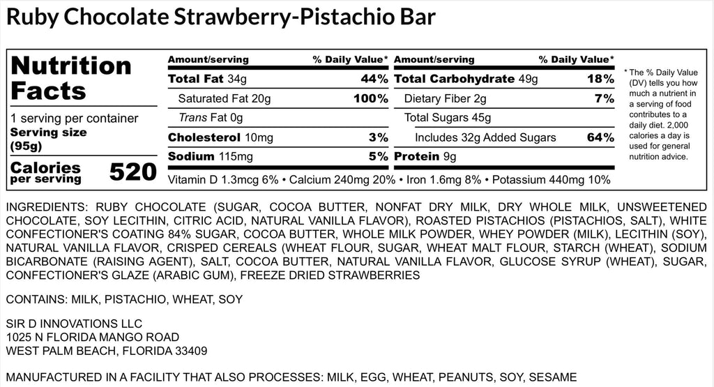 Strawberry Pistachio Chocolate Bar by Partager