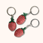 Strawberry Seed Bead Handmade Keychain - Guatemala Keychains La Vie Bien Strawberry Seed Bead Handmade Keychain - Guatemala