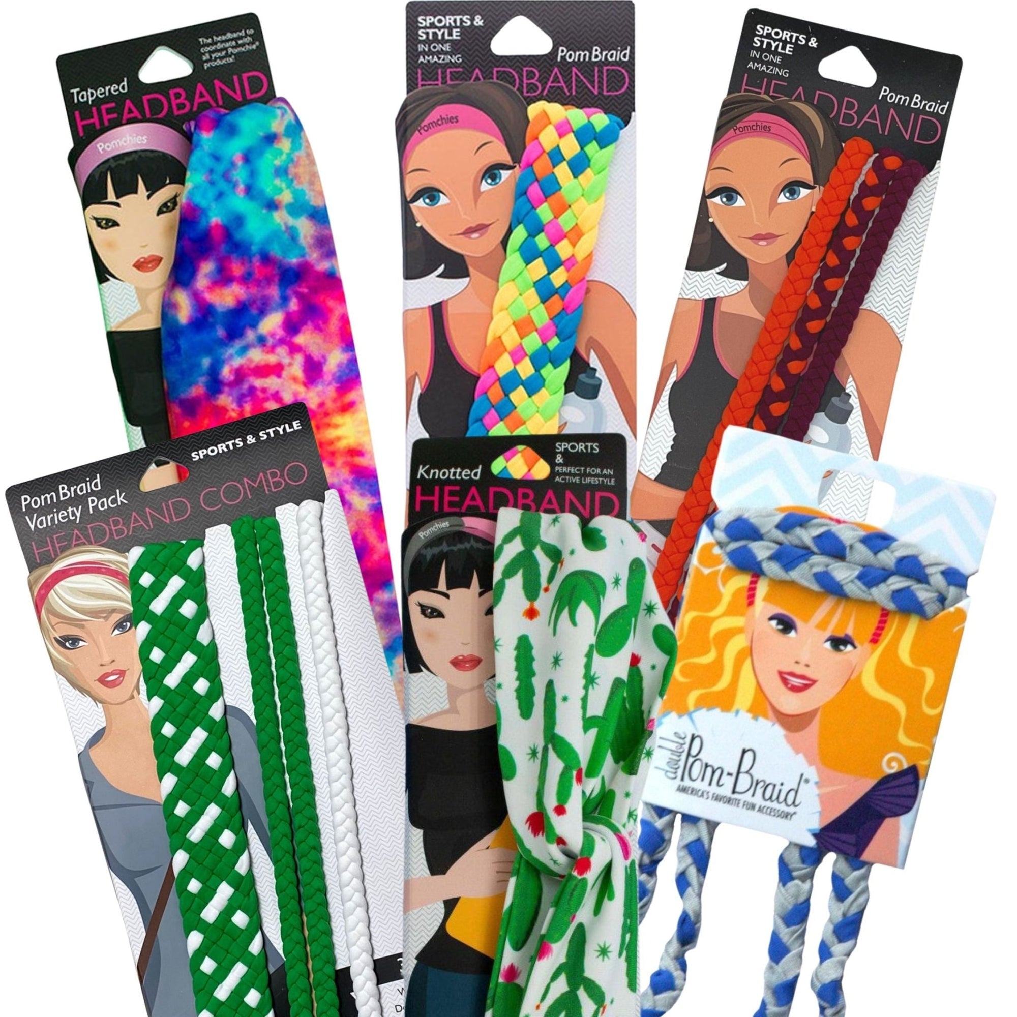 Stretchy Braid and Knotted Headbands | Nylon Hairband Hair Accessory | Workout Headband Packs and Singles