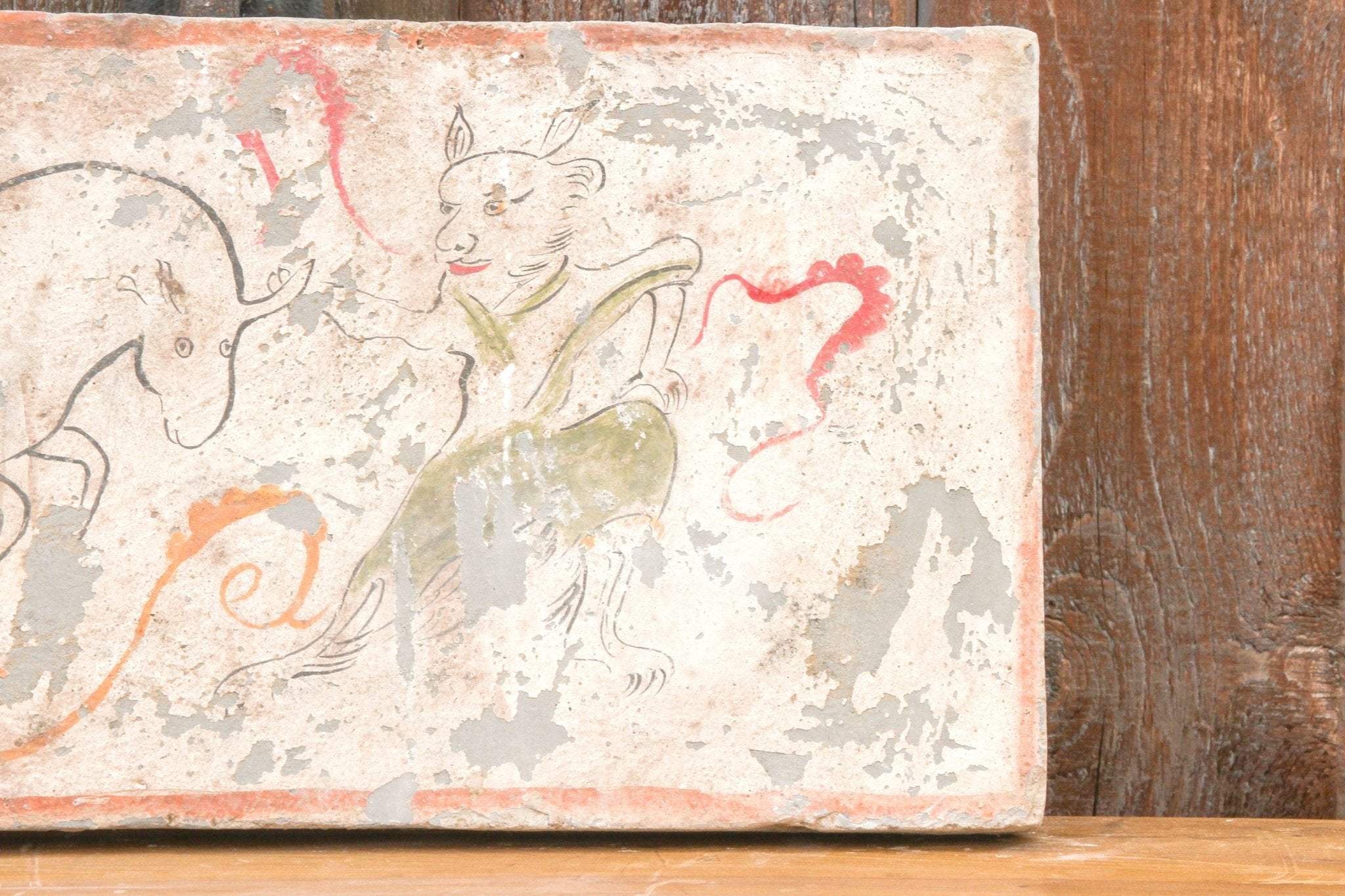 Striking Hand Painted Liao Dynasty Style Mural Tile Accents La Vie Bien Striking Hand Painted Liao Dynasty Style Mural Tile