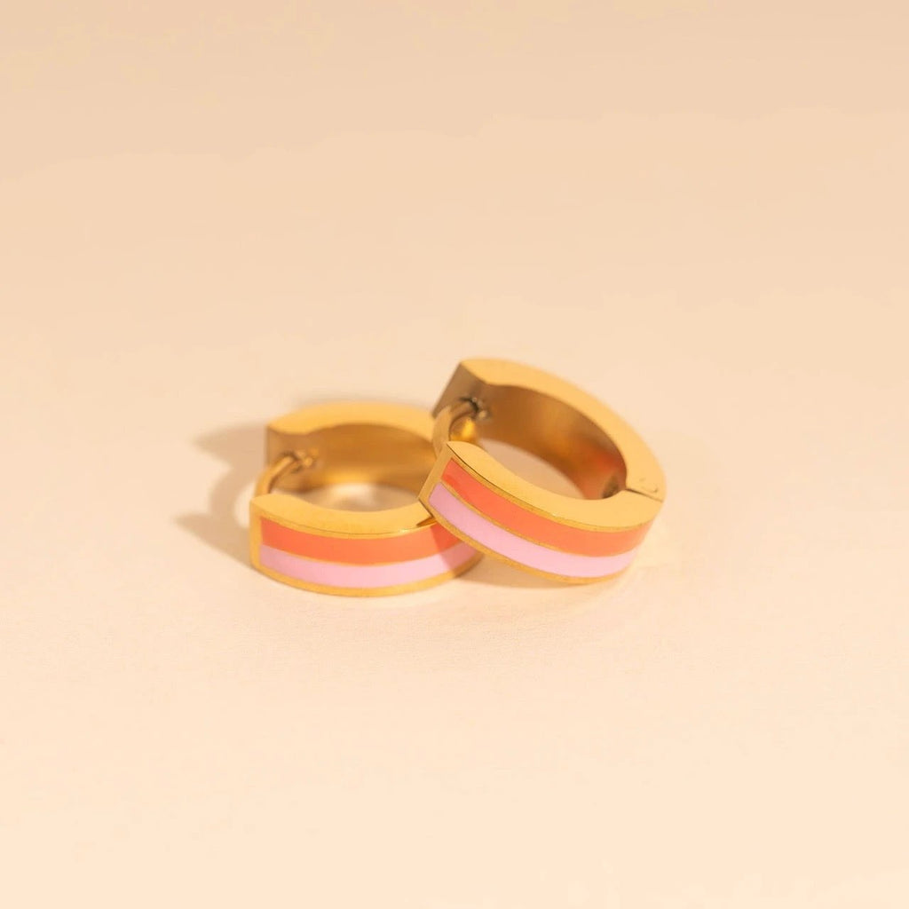 Striped Chunky Huggie Hoop Earrings by Oh Clementine