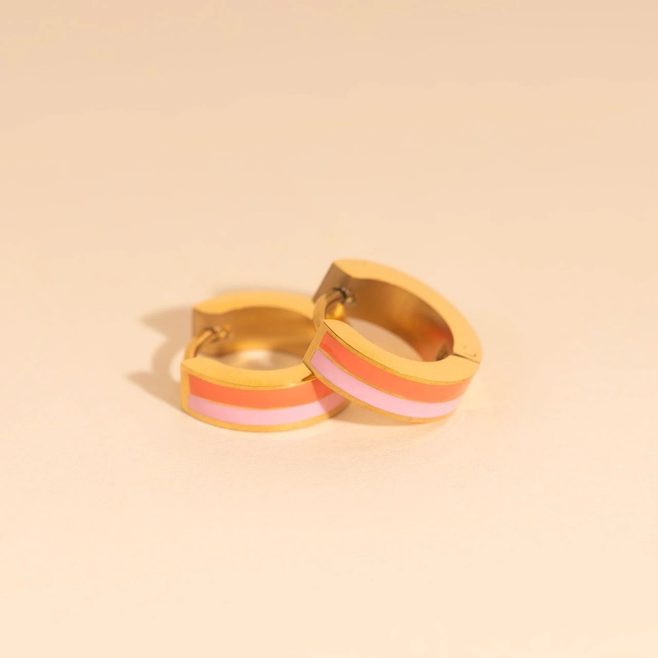 Striped Chunky Huggie Hoop Earrings by Oh Clementine