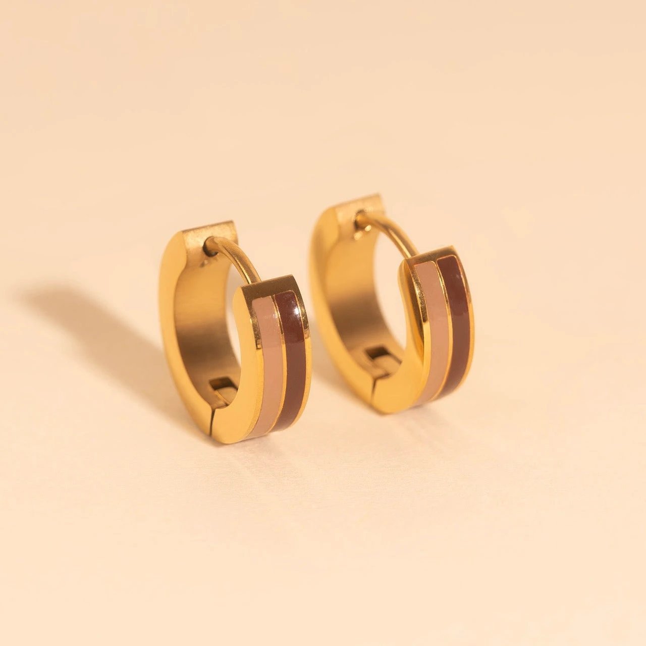 Striped Chunky Huggie Hoop Earrings by Oh Clementine