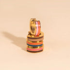 Striped Chunky Huggie Hoop Earrings by Oh Clementine