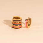 Striped Chunky Huggie Hoop Earrings by Oh Clementine