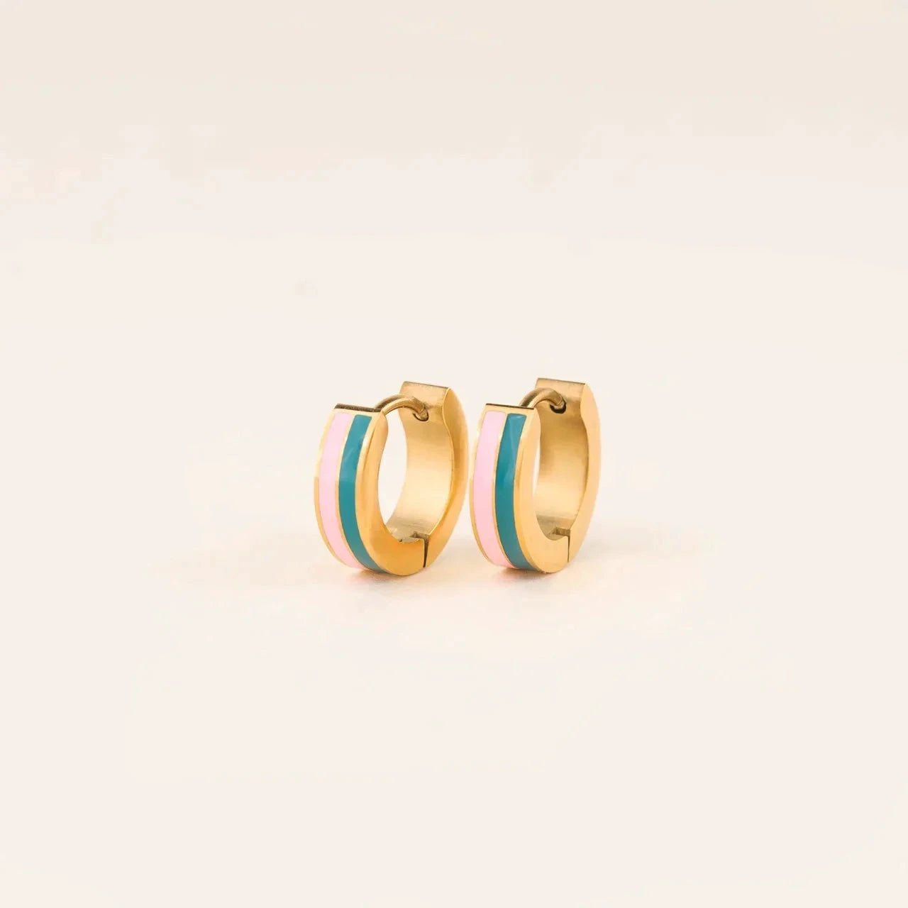 Striped Chunky Huggie Hoop Earrings by Oh Clementine