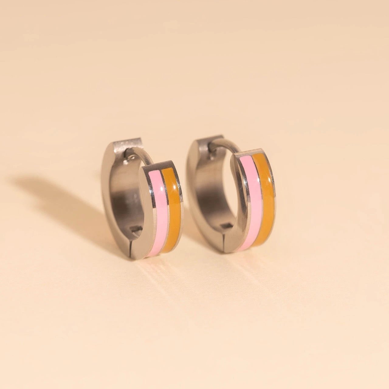 Striped Chunky Huggie Hoop Earrings by Oh Clementine