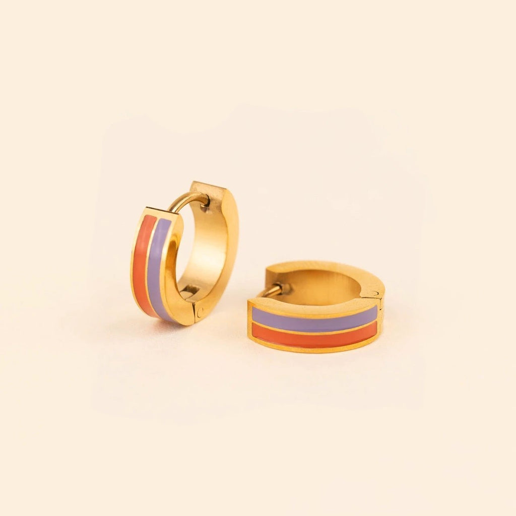 Striped Chunky Huggie Hoop Earrings by Oh Clementine