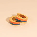 Striped Chunky Huggie Hoop Earrings by Oh Clementine