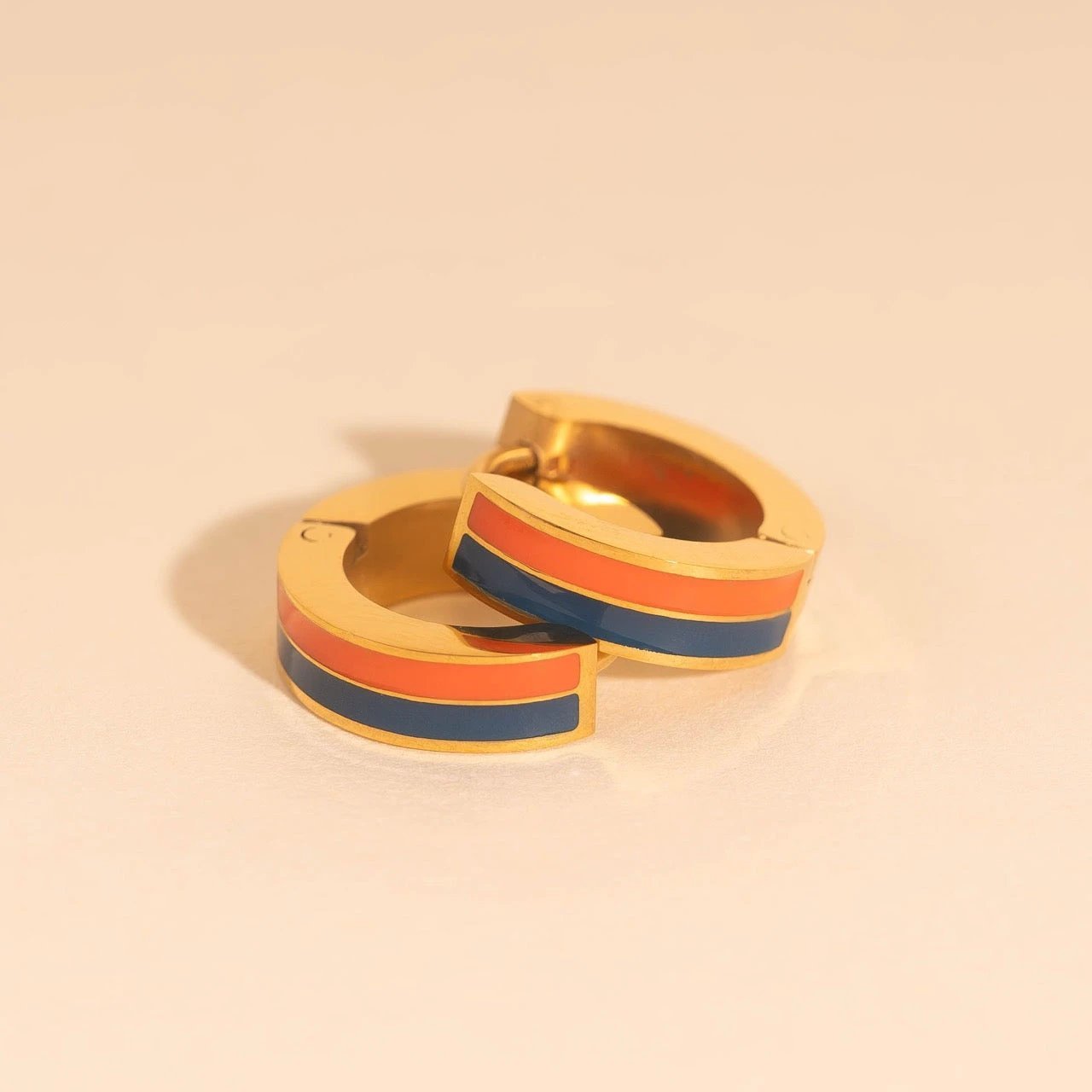Striped Chunky Huggie Hoop Earrings by Oh Clementine