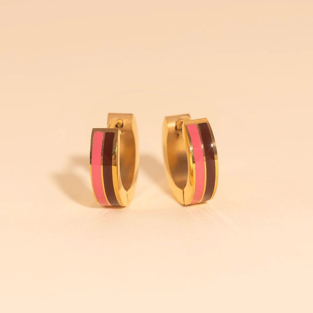 Striped Chunky Huggie Hoop Earrings by Oh Clementine