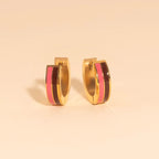 Striped Chunky Huggie Hoop Earrings by Oh Clementine