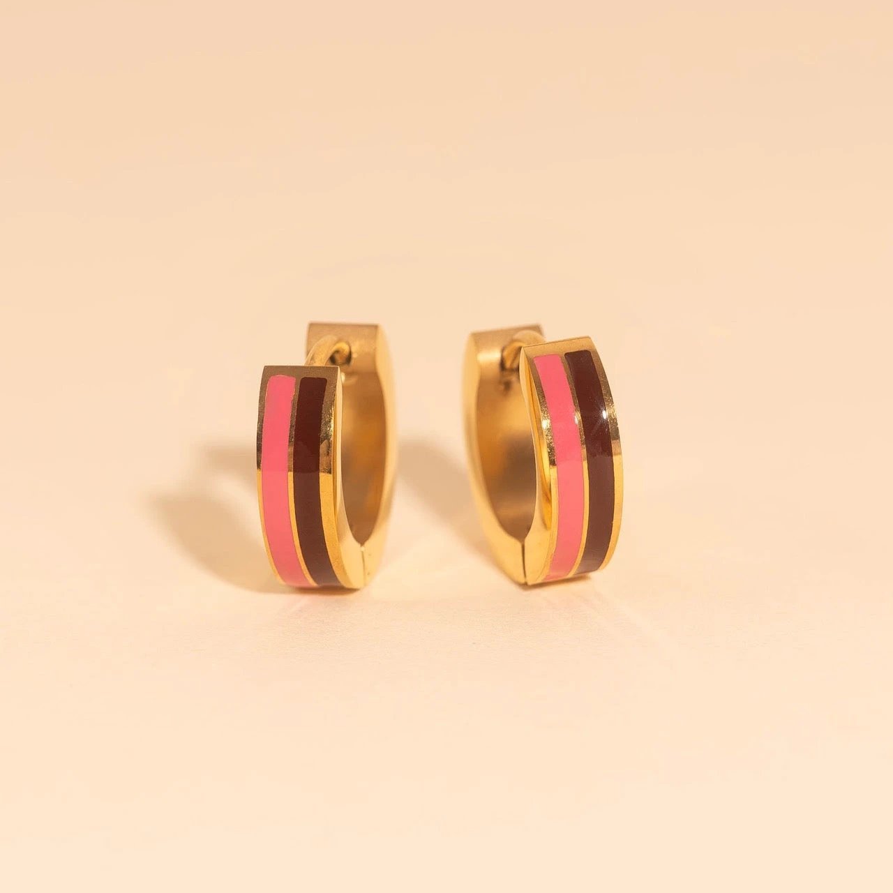 Striped Chunky Huggie Hoop Earrings by Oh Clementine