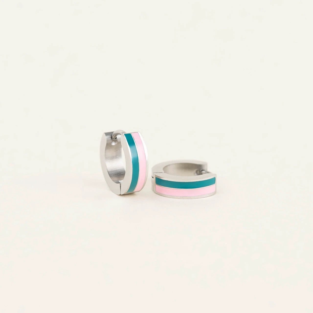 Striped Chunky Huggie Hoop Earrings by Oh Clementine