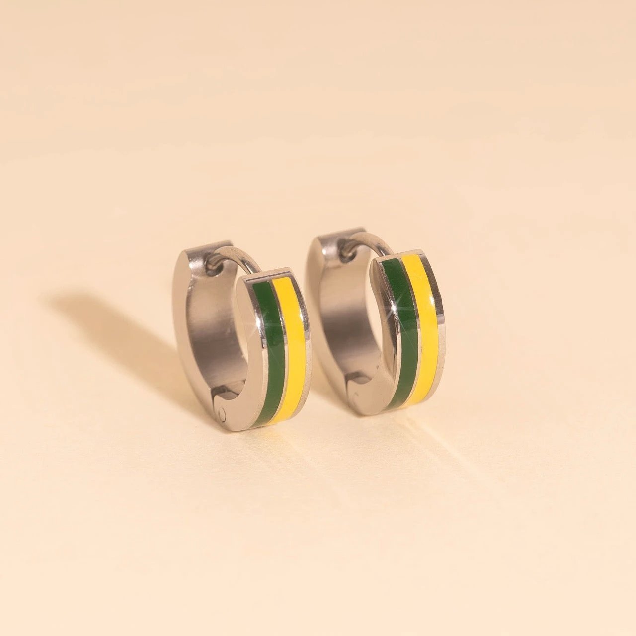 Striped Chunky Huggie Hoop Earrings by Oh Clementine