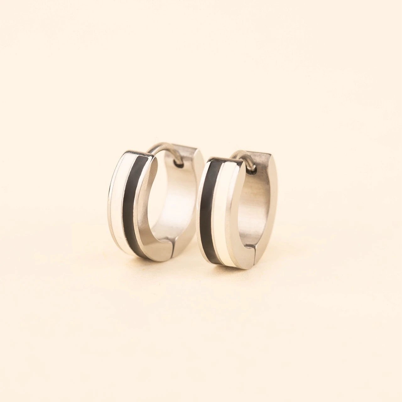 Striped Chunky Huggie Hoop Earrings by Oh Clementine