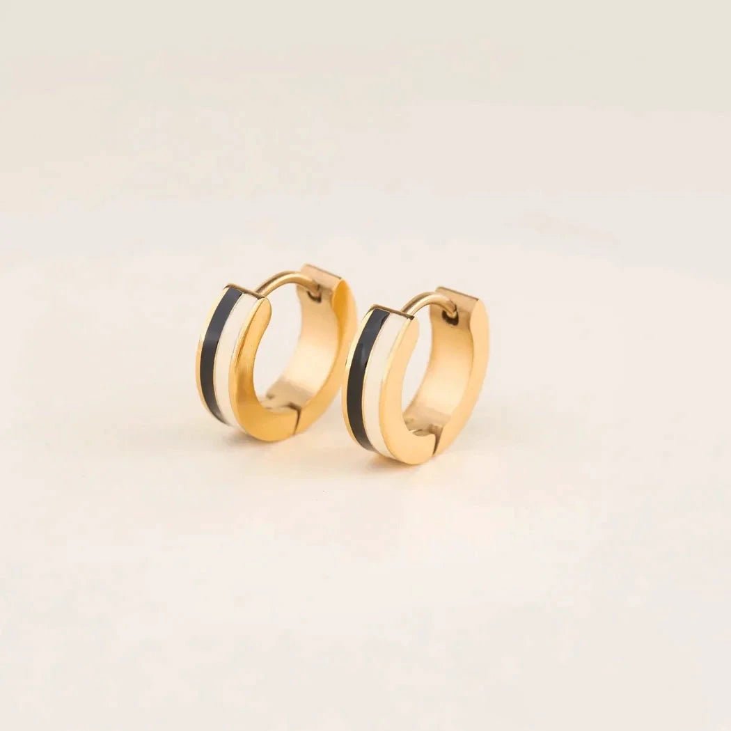 Striped Chunky Huggie Hoop Earrings by Oh Clementine