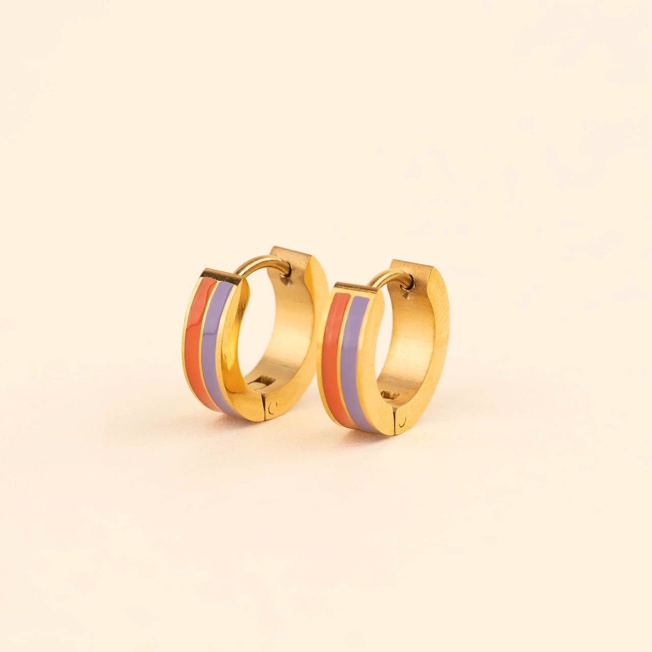 Striped Chunky Huggie Hoop Earrings by Oh Clementine