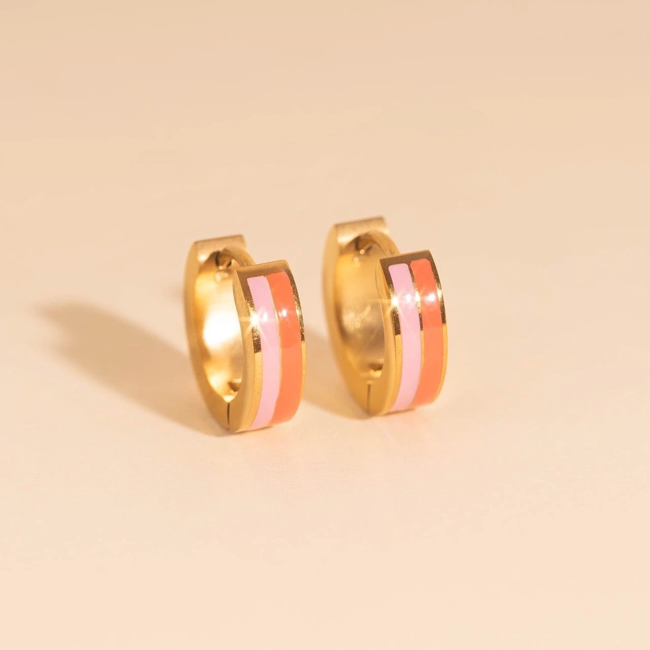 Striped Chunky Huggie Hoop Earrings by Oh Clementine