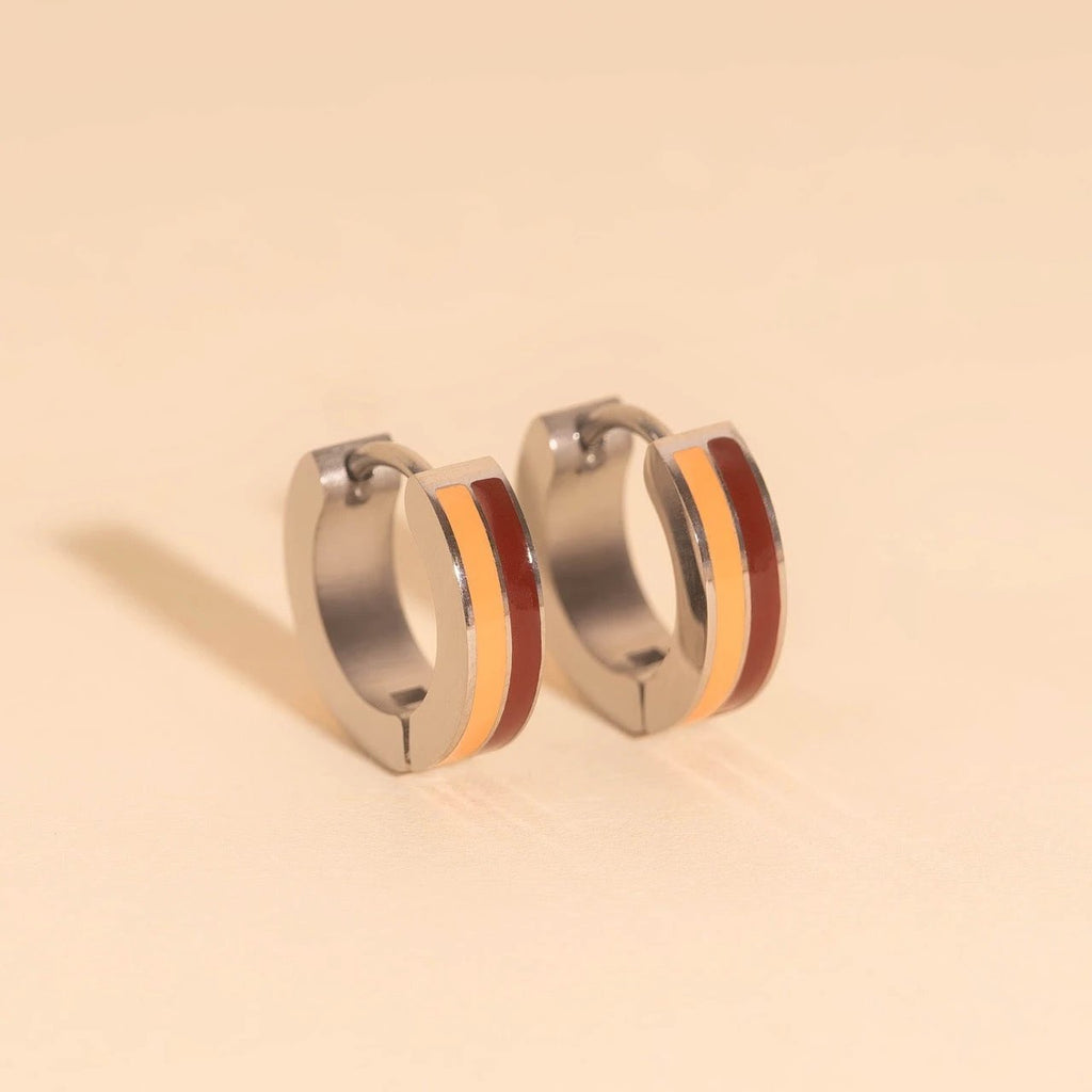Striped Chunky Huggie Hoop Earrings by Oh Clementine
