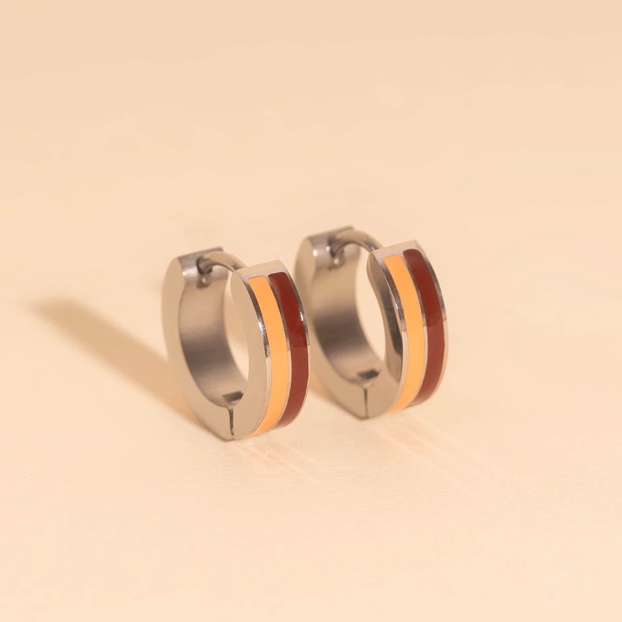 Striped Chunky Huggie Hoop Earrings by Oh Clementine