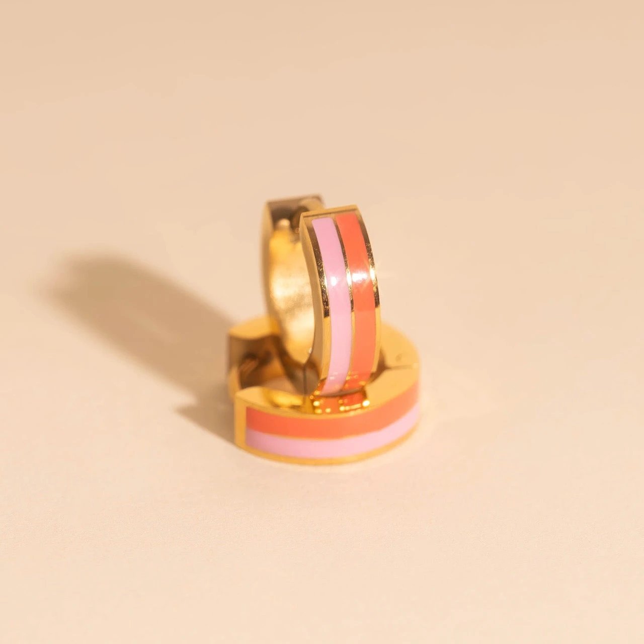 Striped Chunky Huggie Hoop Earrings by Oh Clementine