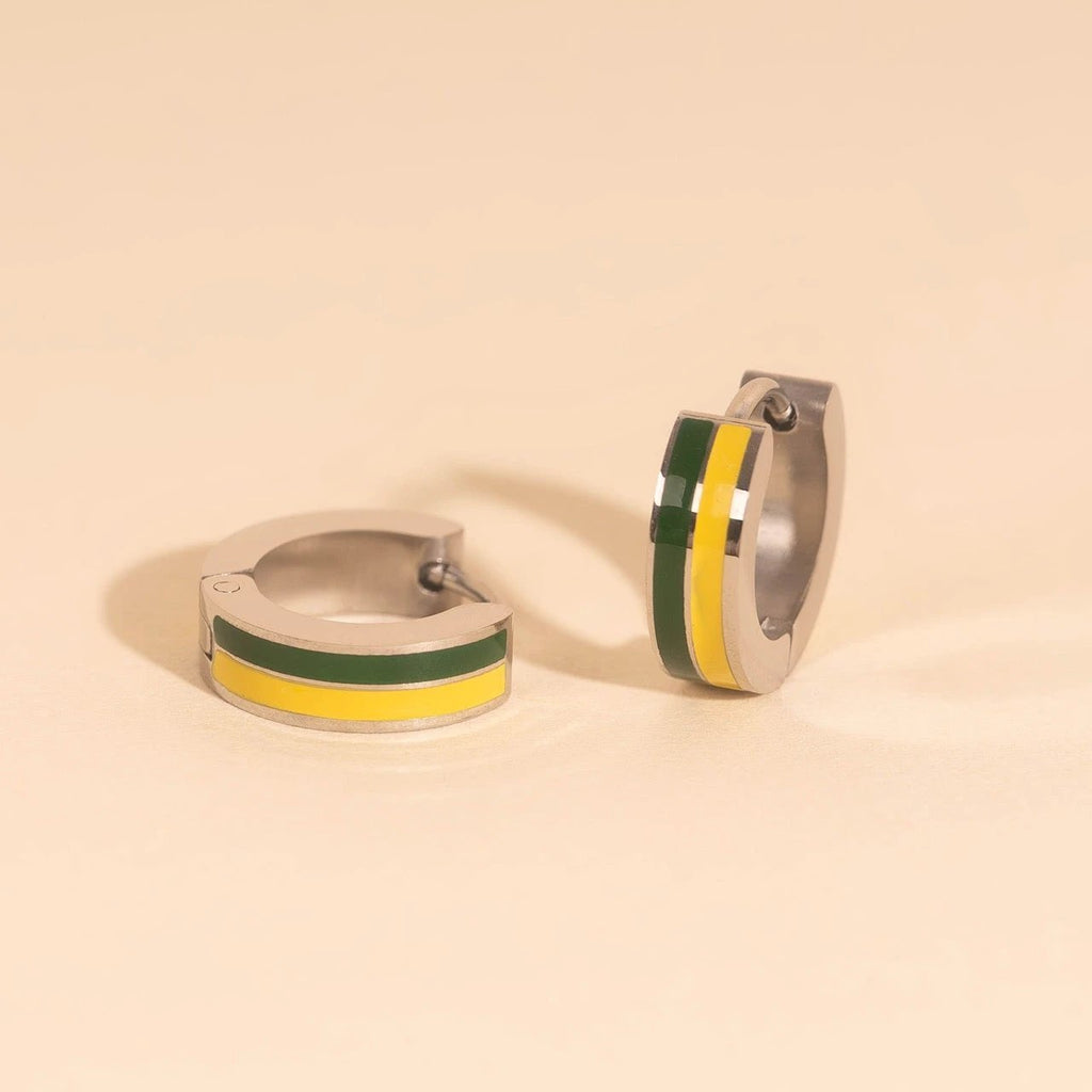 Striped Chunky Huggie Hoop Earrings by Oh Clementine
