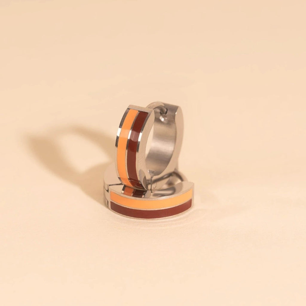 Striped Chunky Huggie Hoop Earrings by Oh Clementine