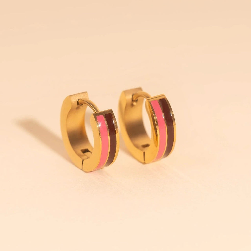 Striped Chunky Huggie Hoop Earrings by Oh Clementine