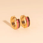 Striped Chunky Huggie Hoop Earrings by Oh Clementine