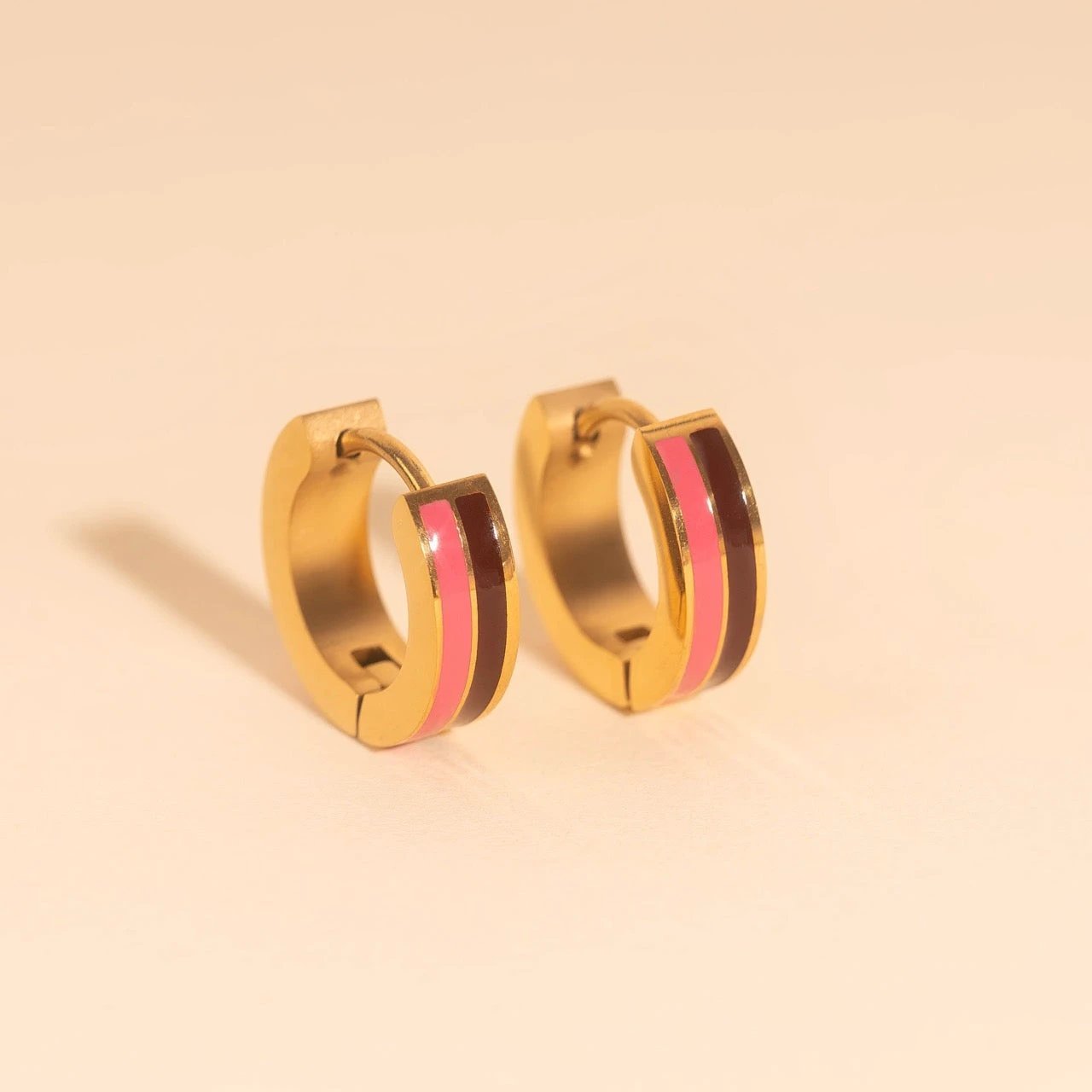 Striped Chunky Huggie Hoop Earrings by Oh Clementine